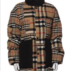 BURBERRY 🤎 Virgin Wool Plaid Print Down Jacket
